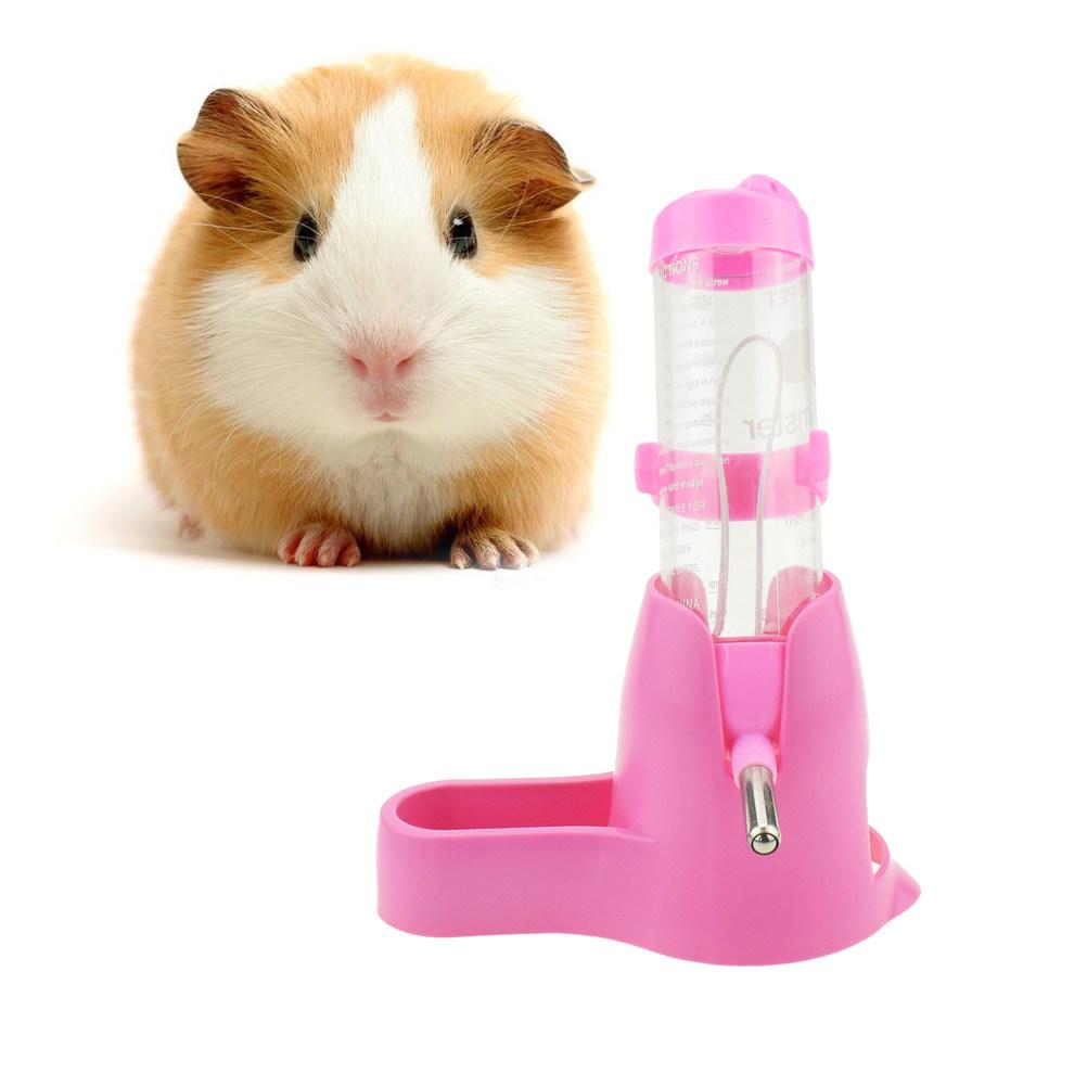 Pet Dispenser Eco-Friendly Plastic Automatic Water Feeder Pink 125Ml for Hamster Small Pets Non-Skid Base Easy