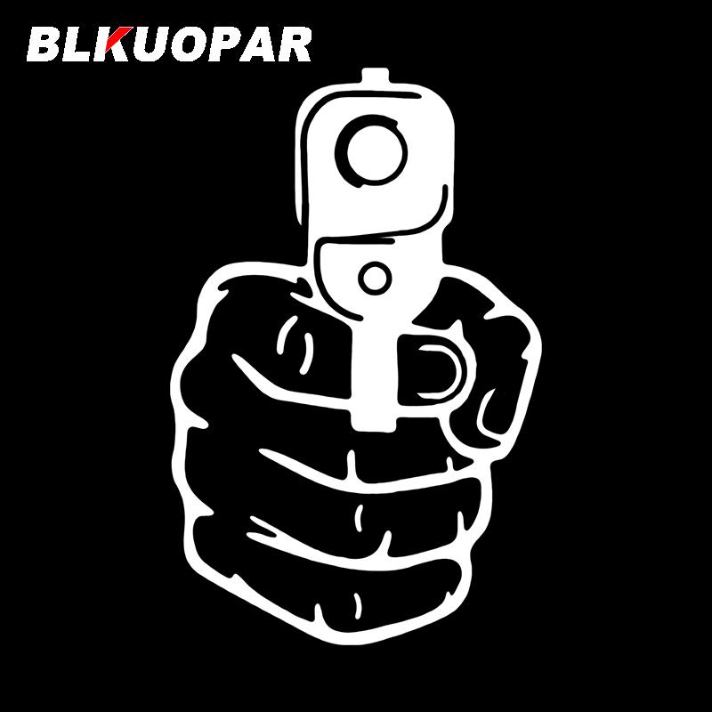 BLKUOPAR The Pistol Is Aimed At You Killer Hand Decal Graphics Creative Windshield Fuel Tank Cap Car Stickers Car Accessories