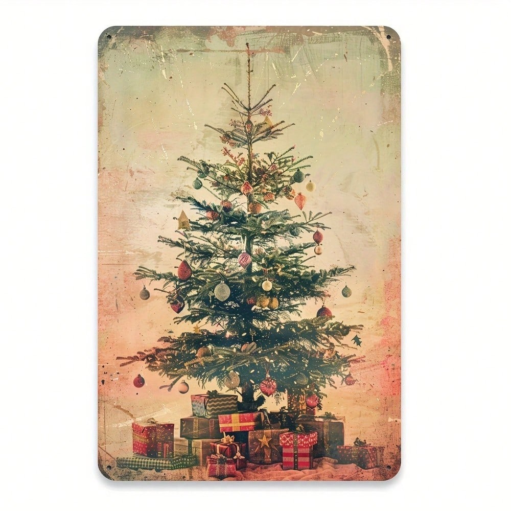 

Vintage Metal Tin Wall Art Rustic Home Decor Christmas Tree Sign Indoor Outdoor Garage Bar Gym Man Cave 8x12 Inch 20x30