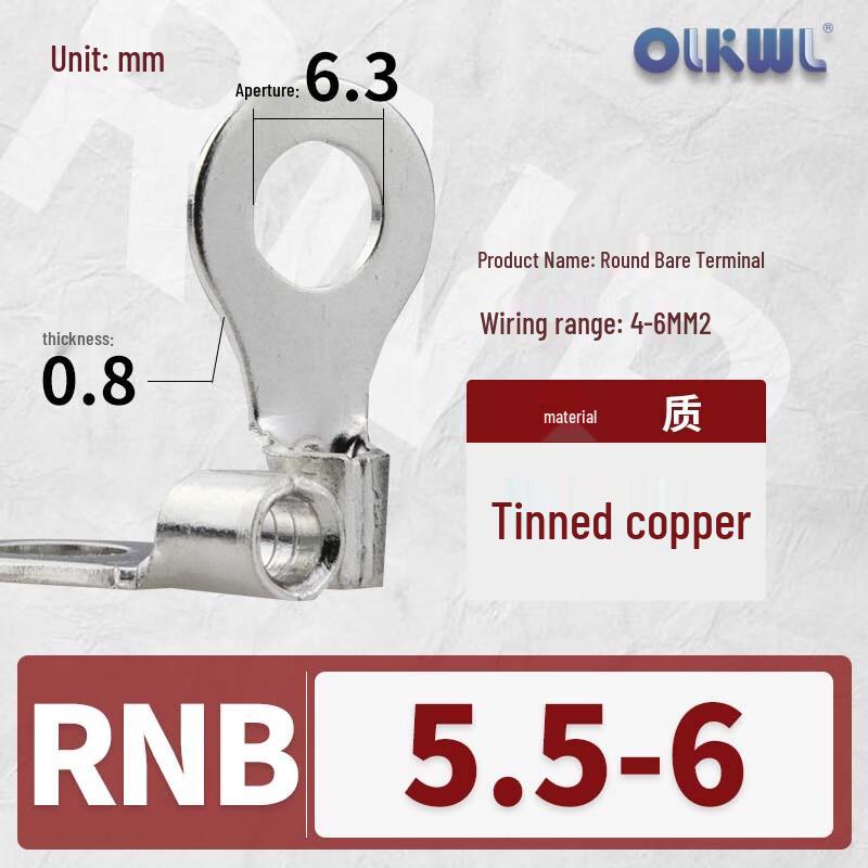 OLKWL RNB Round Head Tinned Copper Wire Lug Terminal