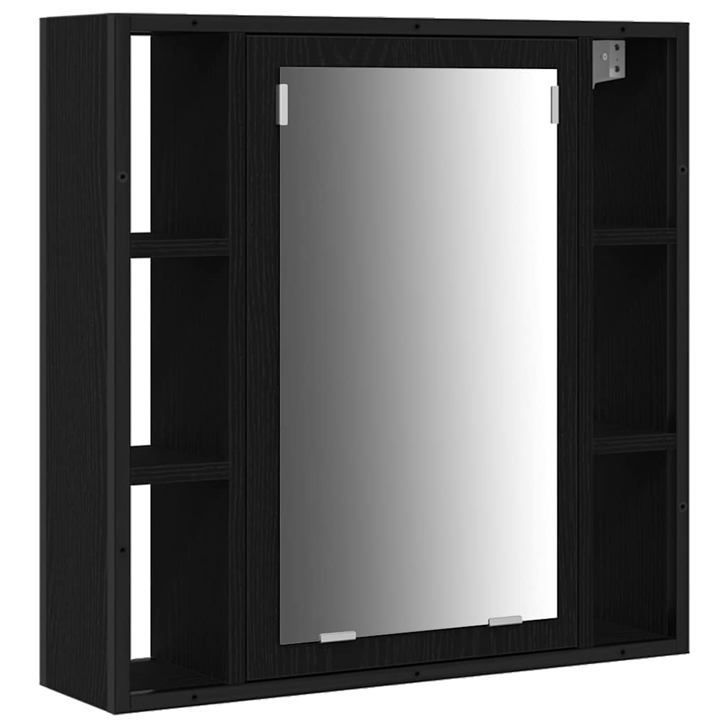 Bathroom Furniture Set 3 pcs Black Oak Effect Wood Based Material