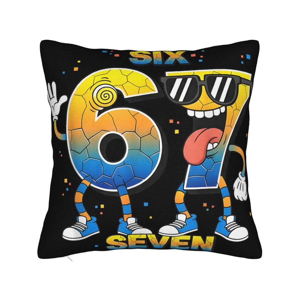 67 Six Seven 6-7 Funny Italian Brainrot Meme Pillow Cover  Soft Cushion Cover Cute Funny Pillow Case For Sofa Bedroom Home Decor