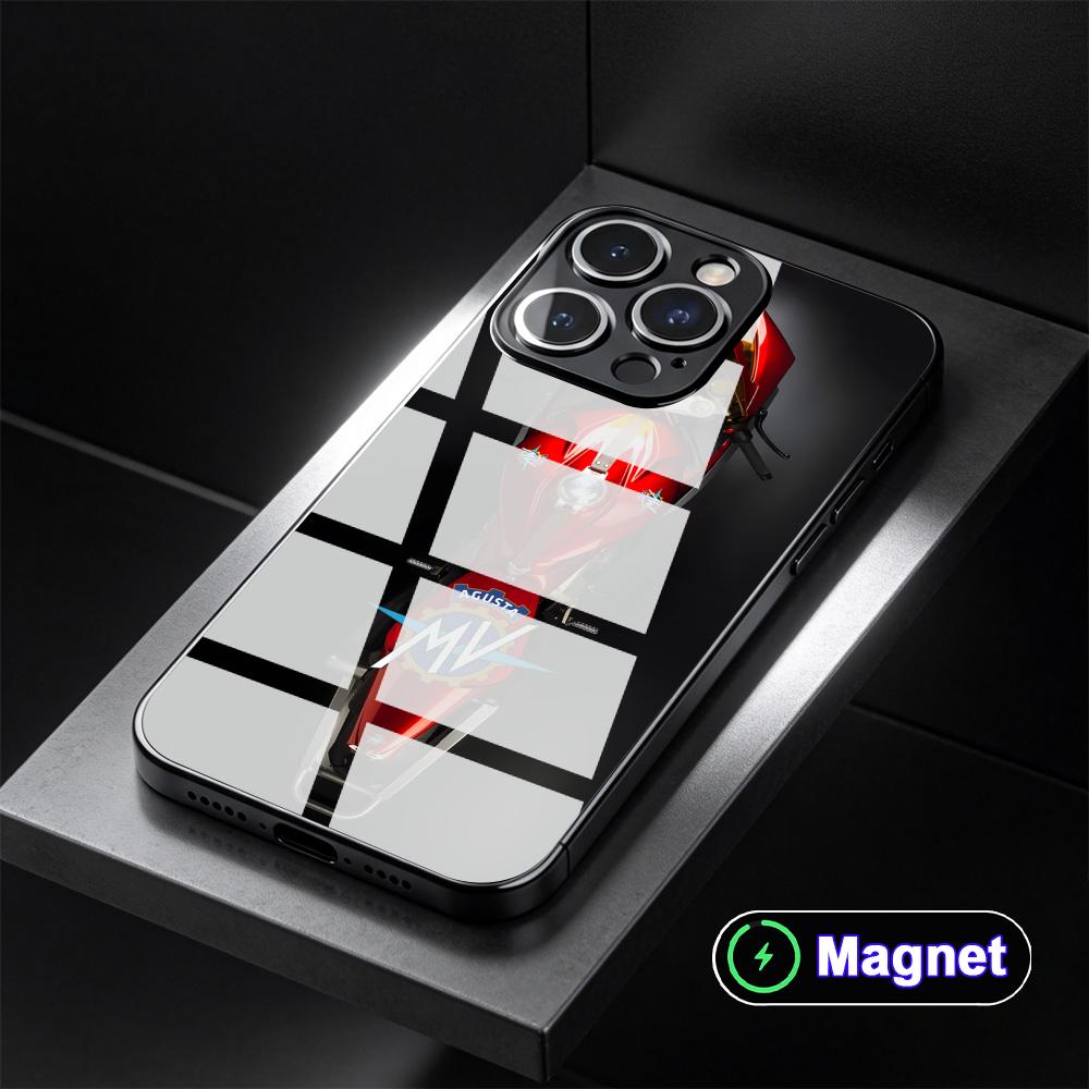 

Motorcycle A-Agustas Glass Magnet Mobile Phone Case for iPhone 17 16 15 14 13 12 11 Air Pro Max Plus Mini Colorful Cover iPhone 11