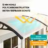 Front Door Canopy Outdoor Awning Aluminium Rigid Plastic Polycarbonate Rain Shelter UV Water Rain Resistant 75 X 195 Cm White