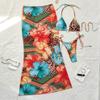 Europe and The United States New Foreign Trade Bikini Three-piece Leopard Print Slim-fitting Sexy Backless Long Dress Swimsuit