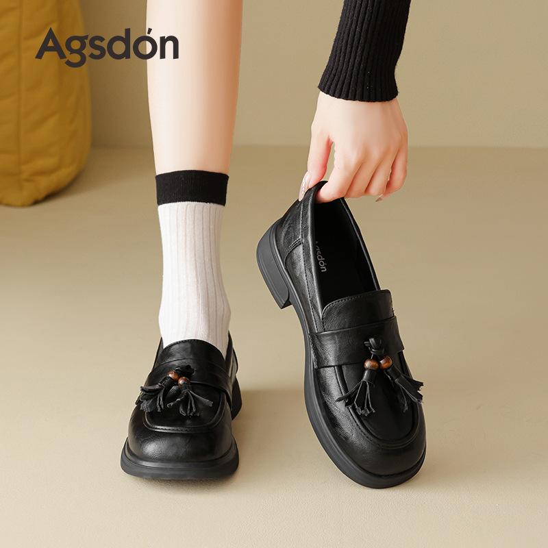 Augustine retro loafers women's 2025 summer new tassel with skirt, great looking British style small leather shoes