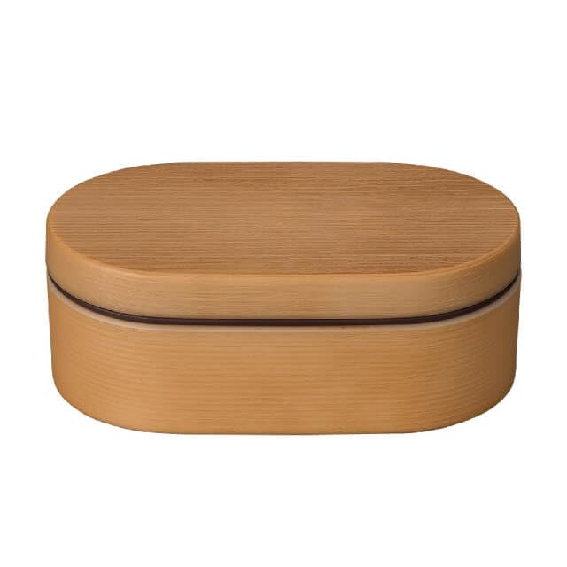 Masakazu Lunch Wood Grain Oval W10 79720 Rice-Resistant Box, (CC), Natural, Size Approx. D17.5 H6.5