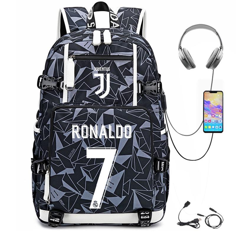 Football Star Cr7 Peripheral Personality Print Youth Backpack Large Capacity Leisure Travel Bag