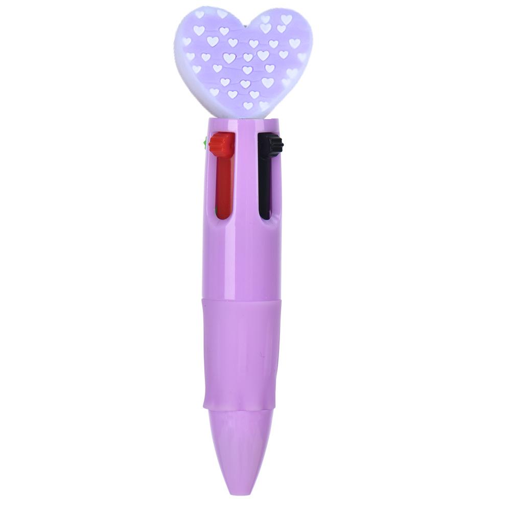 Four-color Ballpoint Pen Cute Cartoon Creative Valentine's Day Gift Multi-color Pen Heart-shaped Pressing Love Pen