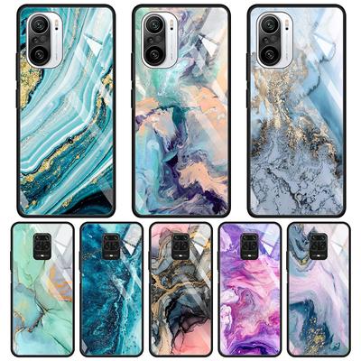 Farbenfrohe Marmor-Schutzhülle aus gehärtetem Glas für Xiaomi Redmi Note 10 Pro Max 9 9s 7 8t 8 K40 K30 Pro Plus 9t 9c 8a 9a Handyhülle