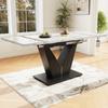 Mesa de Jantar Telescópica (99-159×75cm), Extensível, Economizador de Espaço, Design Flexível, Adequado para Home Office e Sala de Estar, Tampo Branco com Formato em V