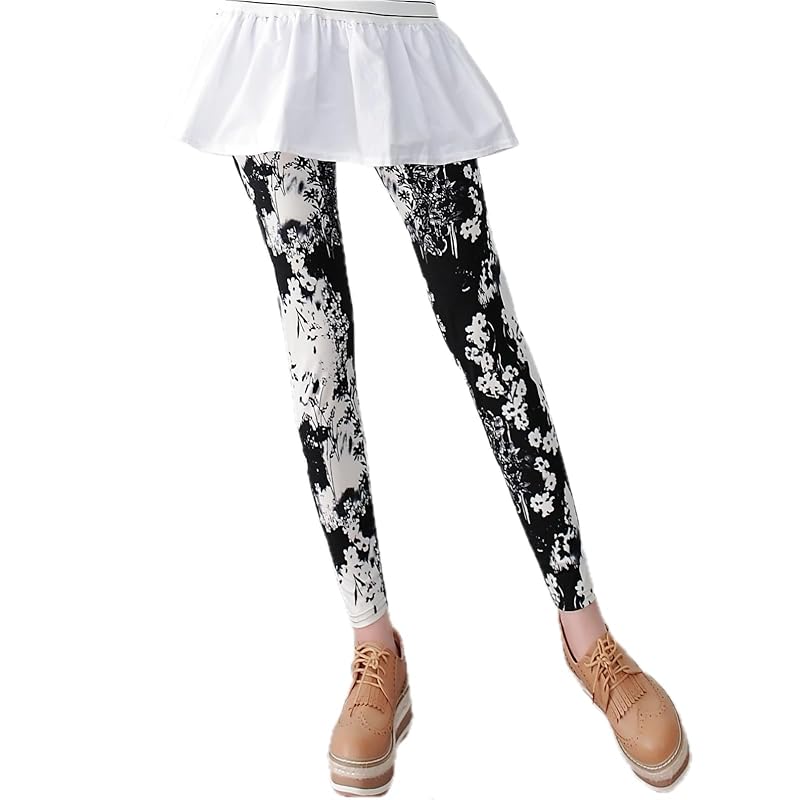 

[MT s SHOP] leggings ladies pants Patterned item 9/4 length Beautiful legs Expansion and contraction stretch material skinny free size B (black (small