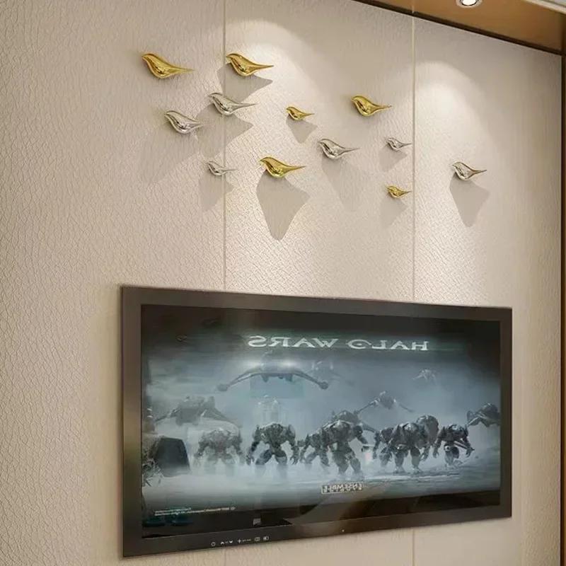 Stereoscopic Wall Hanging Ornaments Bird Living Room Wall Background Display Plating Decor Golden Bird Sofa TV Decor Accessories