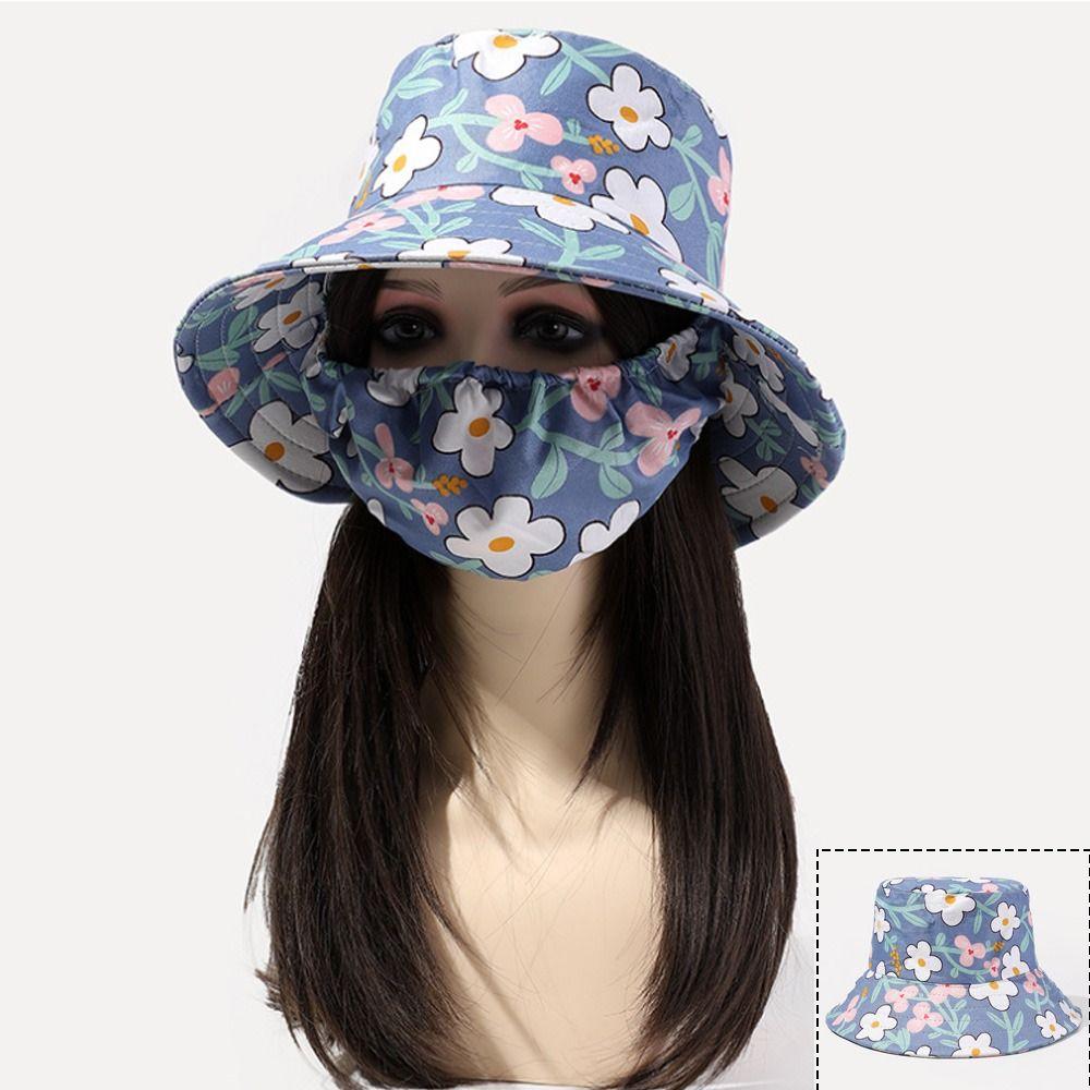 Protect Neck Anti-uv Tea Picking Cap Dust Mask Hat Fisherman Hat Flower Sunscreen Hat Outdoor