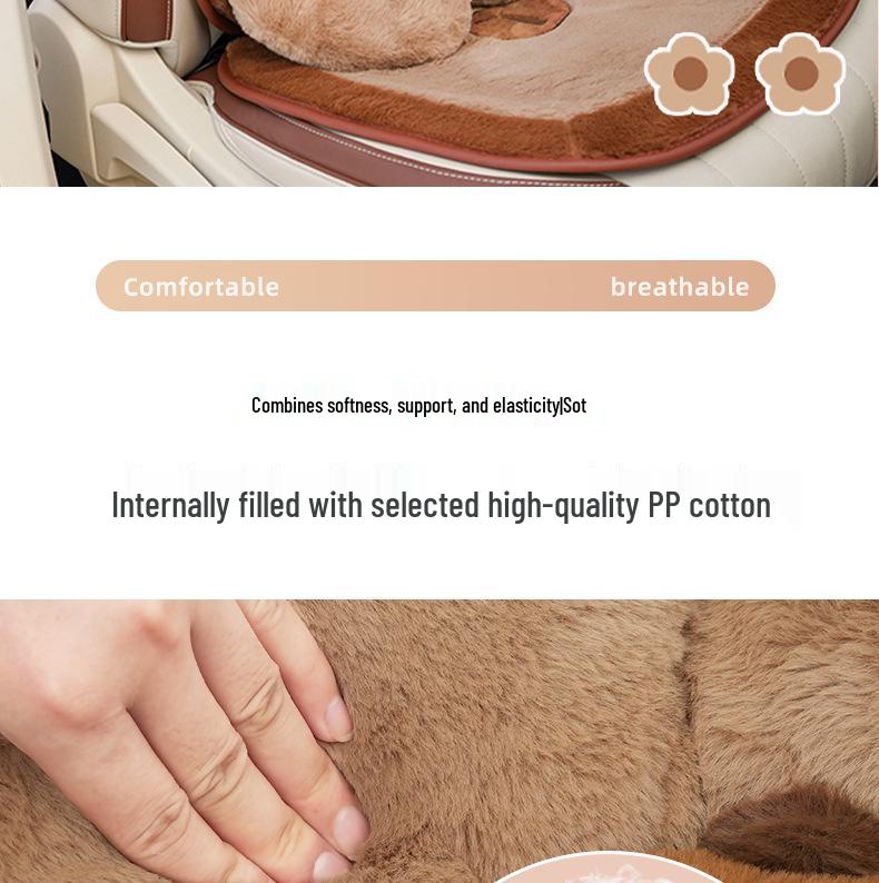 Capybara Plush Car Seat Neck and Lumbar Support Pillow Set