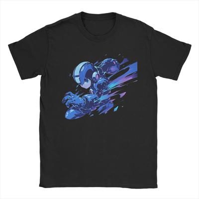 Retro Robot Megaman X T-Shirt Men's Cotton Short Sleeve Round Neck Summer Clothes
