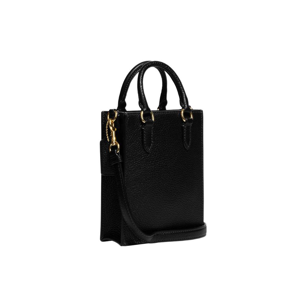 Coach N/S 14 Gold Letter Logo Hardware Pebble Leather Tote Shopping Bag Handbag Shoulder Bag Crossbody Bag Mini Women Tote Black CJ500-IMBLK