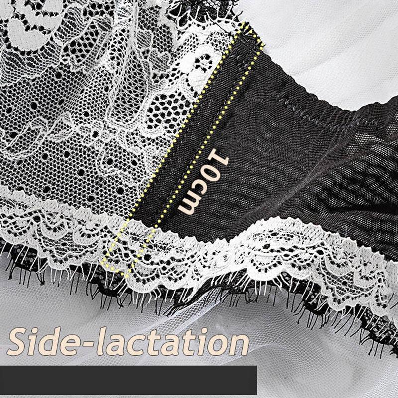 Verstellbarer, geraffter BH für Damen ohne Stahlring, geschlossene Brust, Anti-Durchhang, sexy Spitzen-BH, atmungsaktives und dünnes Bralette