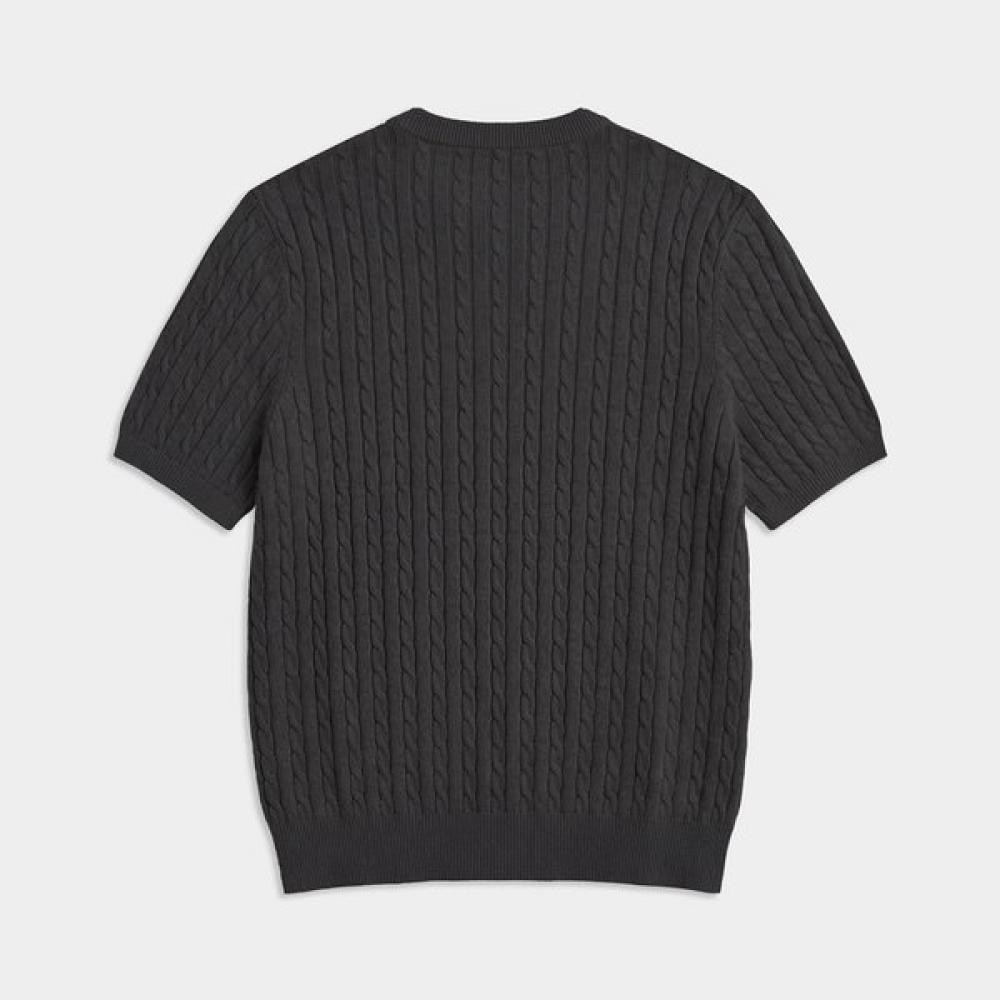 Weekhour Washable Cable Crew Neck Knit Charcoal