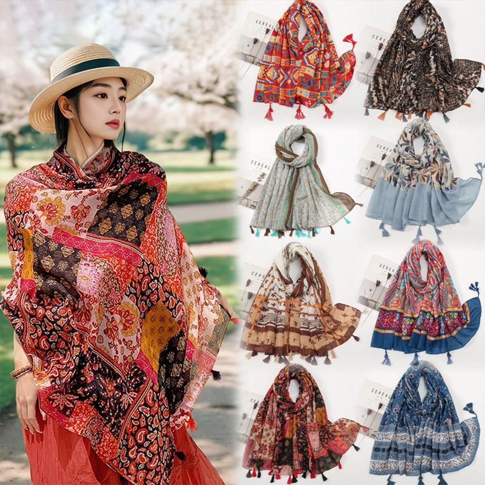 Big Size Tassel Shawl Breathable Muslim Headband Casual Beach Long Scarf  For Woman Fashion