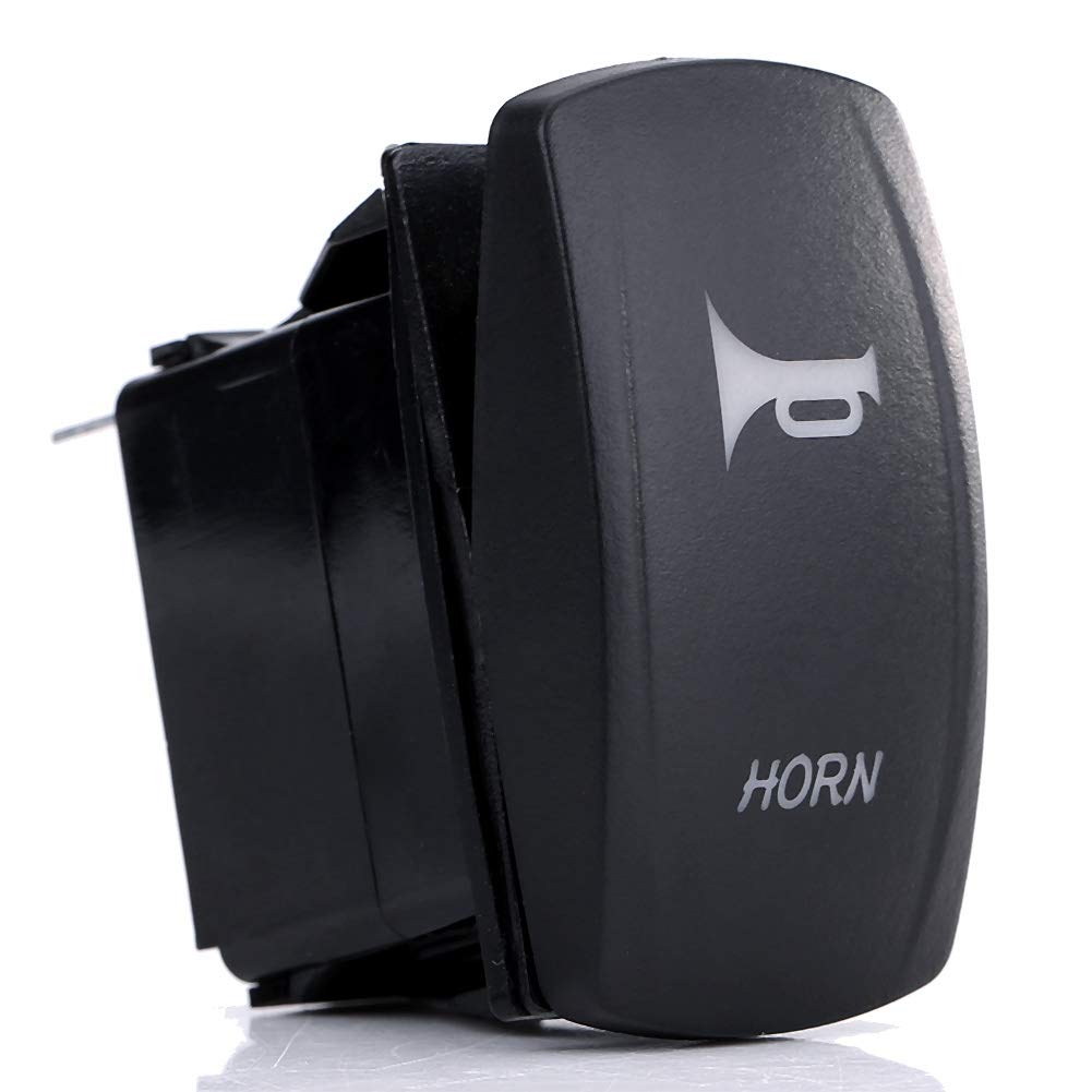 12V-24V Pin Rocker Toggle with LED Light, Horn Pattern, Black, for Car RV Boat Marine, 20A