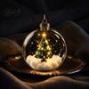 Modern Christmas Tree Hanging Lights Glowing Decorative Ball, Lighted Ornament with Festive Scene, LED Illuminated Holiday Mantel Accents Decor