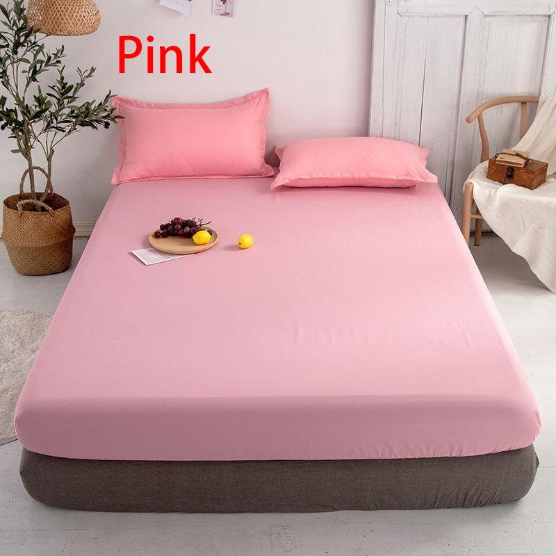 Buy Solid Color Bed Sheets Single Double Queen Size Fitted Sheet