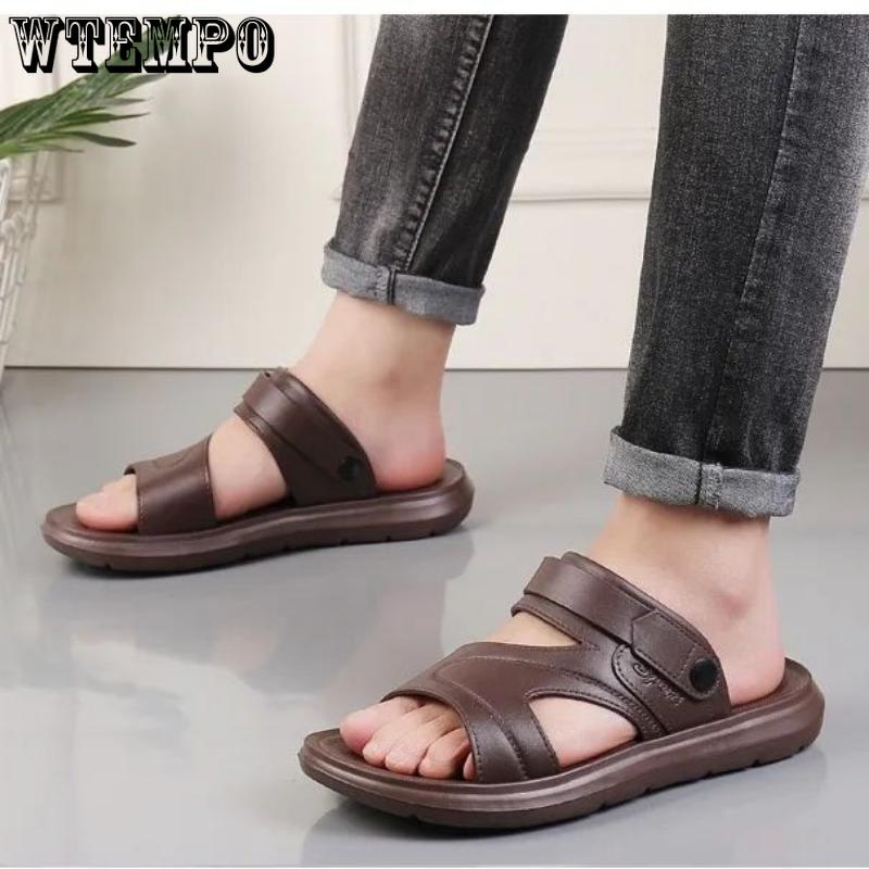 WTEMPO Mens Summer Sandals Thick Bottom Soft Bottom Casual Slides Slip Resistant Indoor Slipper Fashion Hiking Shoes Seaside Outdoor Beach Shoes