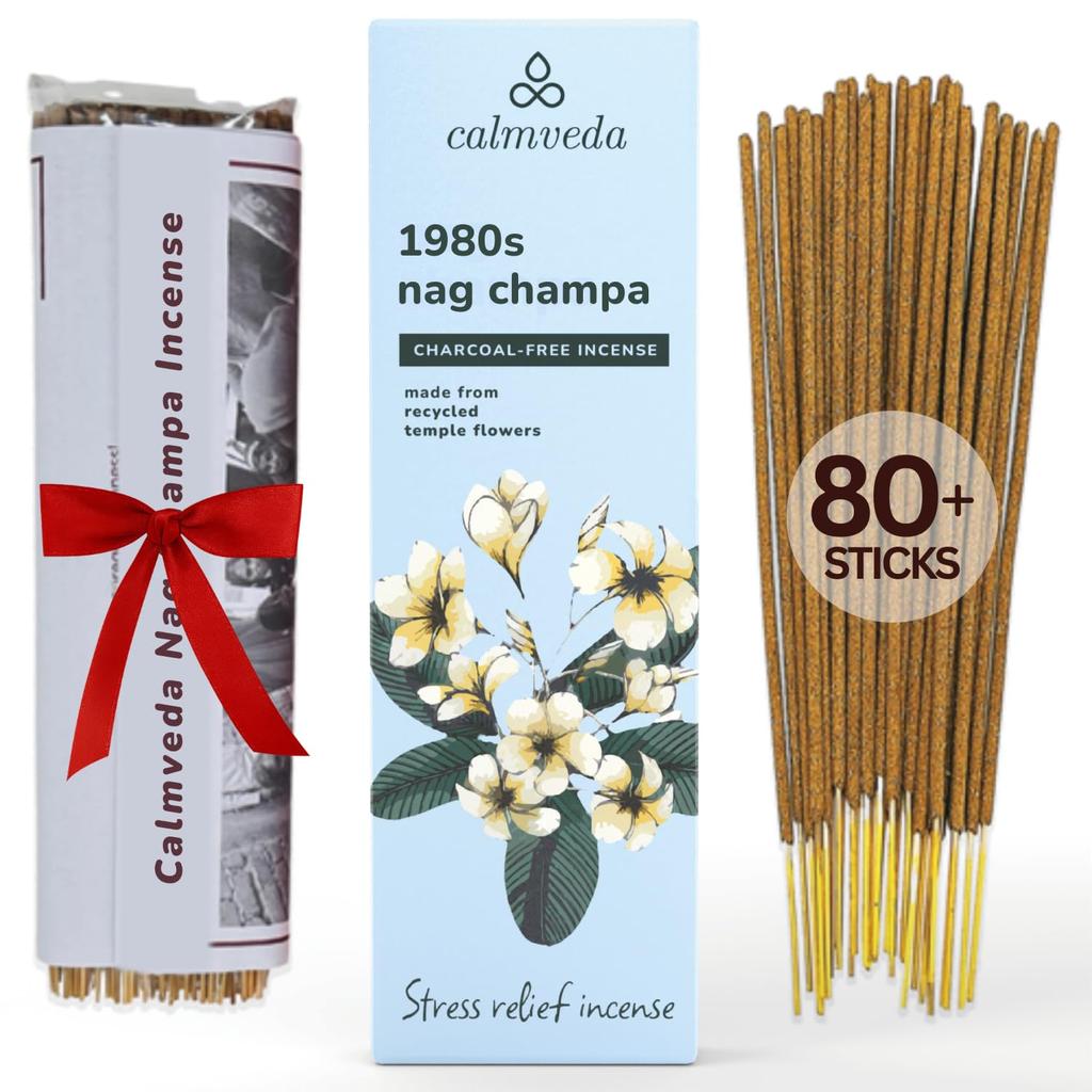 1980s Nag Champa Incense Sticks - Earthy, Floral Scent Blended with White Musk Incense (80 Sticks)