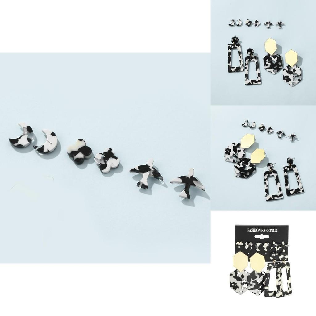 Leopard Versatile Print Earrings Modern Star Shape Acrylic Studs For Occasions All