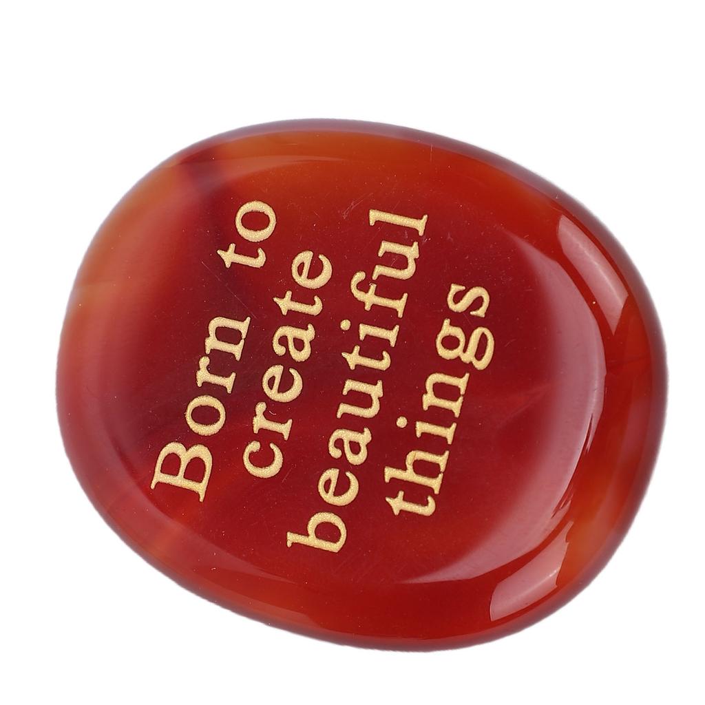 Engraved Stone Born to Create Beautiful Things Red Agate Worry Stone Motivational Present for Yourself Parents Family