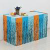 Rainbow Silk Table Skirt: Colorful Birthday, Wedding, and Holiday Party Decoration
