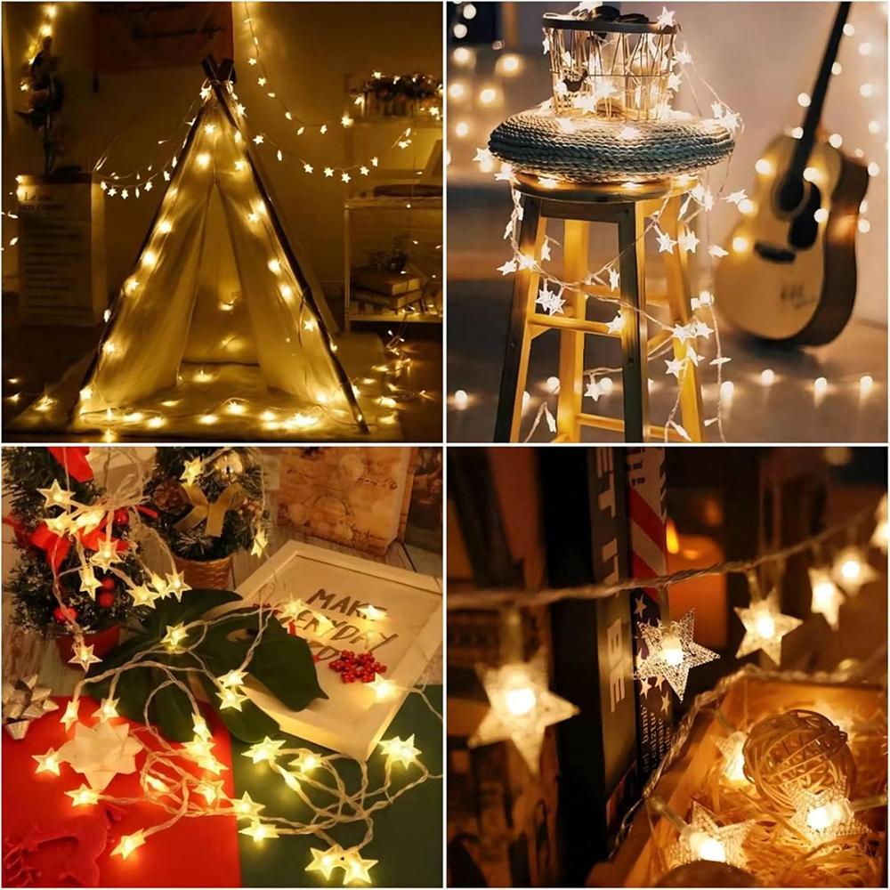 LED Star String Lights USB/Battery Operated Fairy Lights Christmas Garland For Party Wedding Home Outdoor Patio Decoration