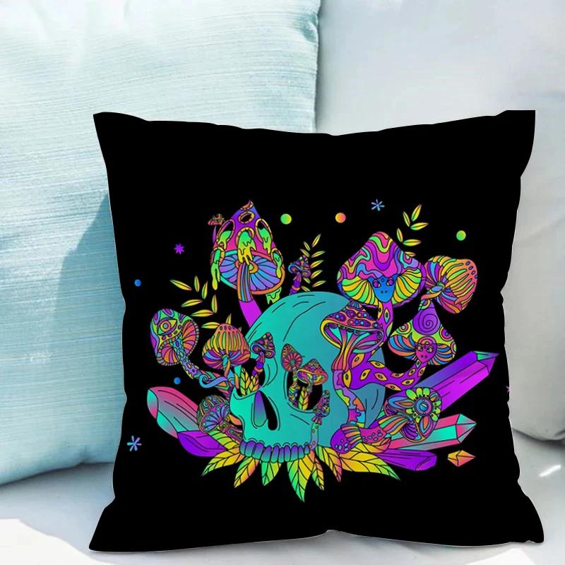 

Bed Pillowcases for Pillows Fluorescent Mushroom Cushions Double-sided Printing Pillowcase 45*45 Cushion Covers 45x45 Cover Sofa 12x12Inch