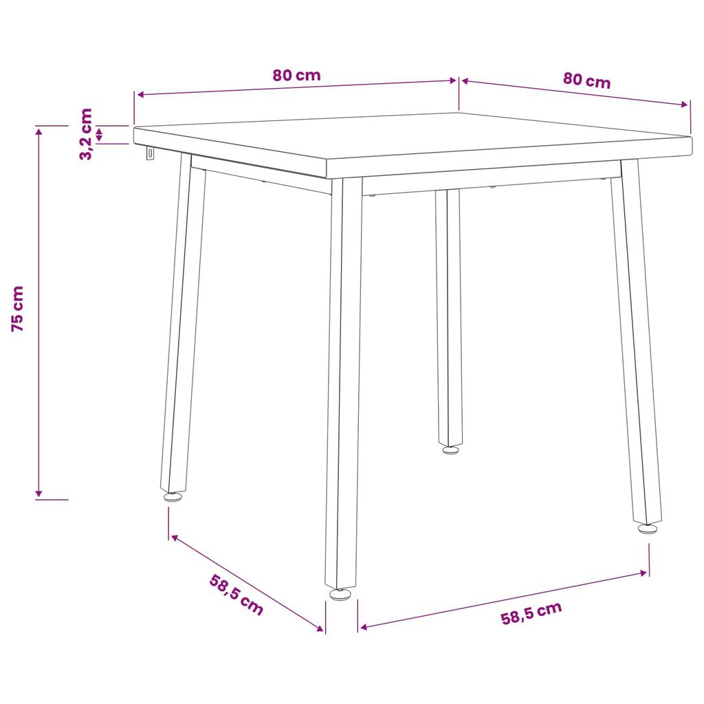 80 x 80 x 75 cm Solid Acacia Wood Natural and Black
