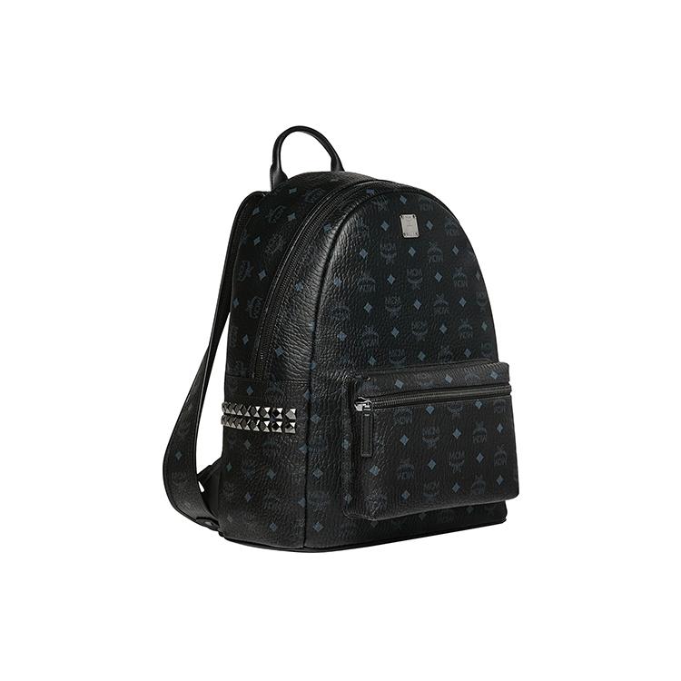 New MCM Stark Backpack Visetos Side Studs Medium Black MMK6SVE38BK001