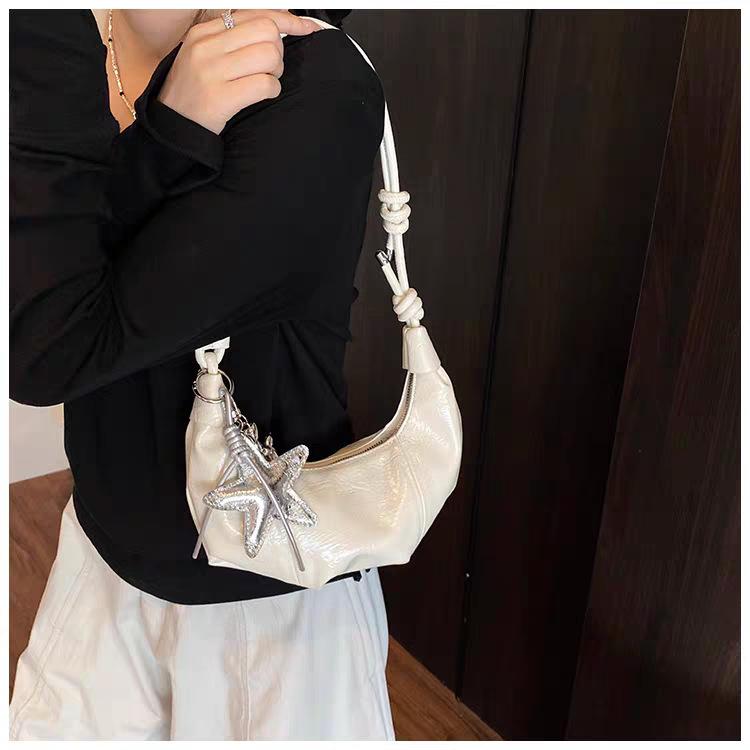 

Изысканная Супер Горячая Маленькая Сумка Женская Универсальная Cross-body Популярная На Одно Плечо Под Мышку Пельмень 29x6x18 single package белый