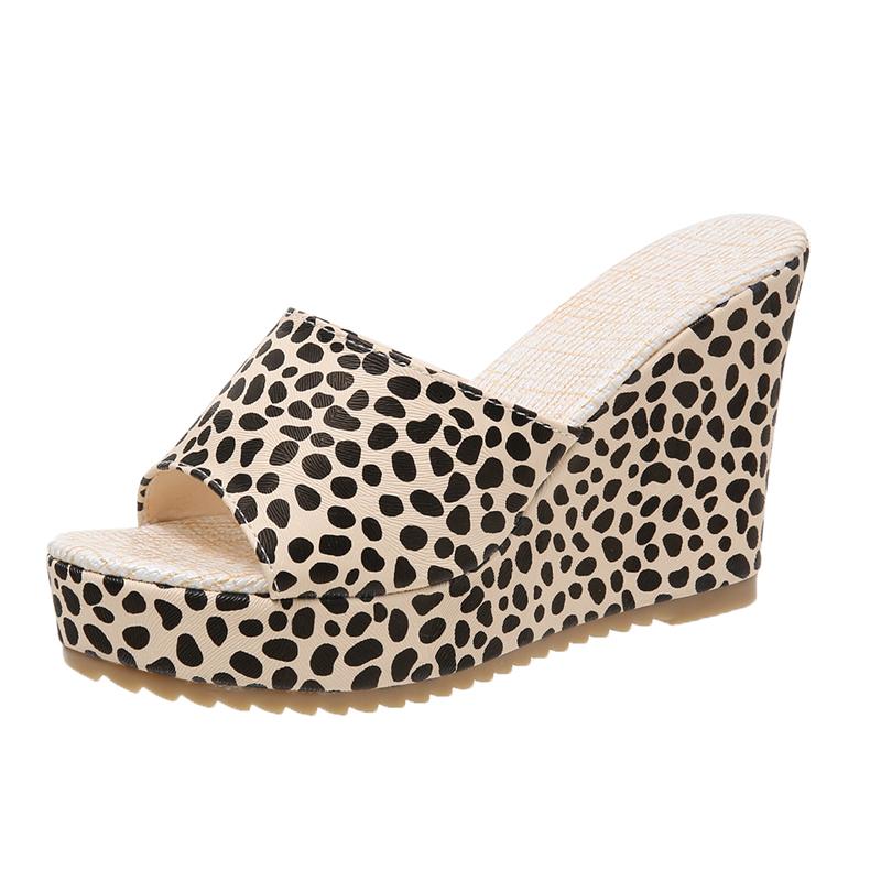 Fashion Slippers Women Heeled Sandals Ladies Shoes Heels Platform One Word Slipper Designer Wedge Suede Large Size Waterproof Summer New