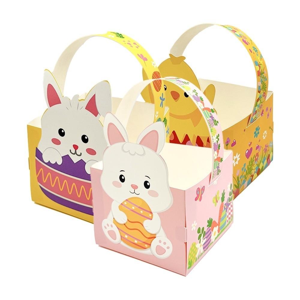 6pcs Egg Rabbit Carrot Basket Gift Box with Handle Easter Paper Boxes  Spring Parties