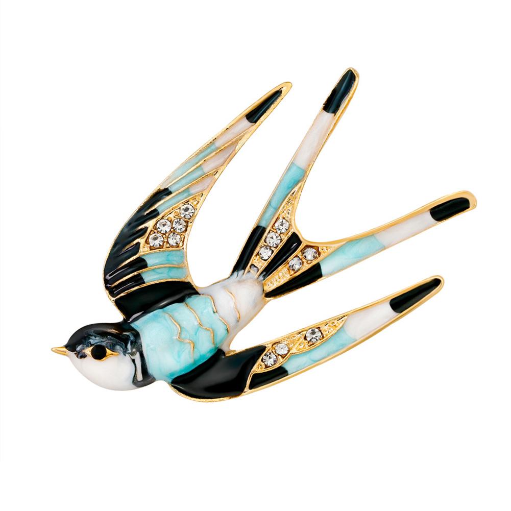 Women Alloy Colourful Swallow Brooch Cute Cartoon Corsage T-shirt Sweater Ornament Festival Birthday Gift