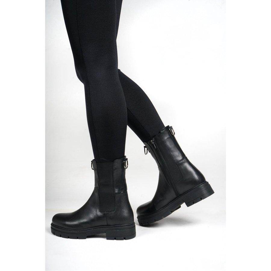 Women's Genuine Leather Thick Sole Fur Lined Casual Boots