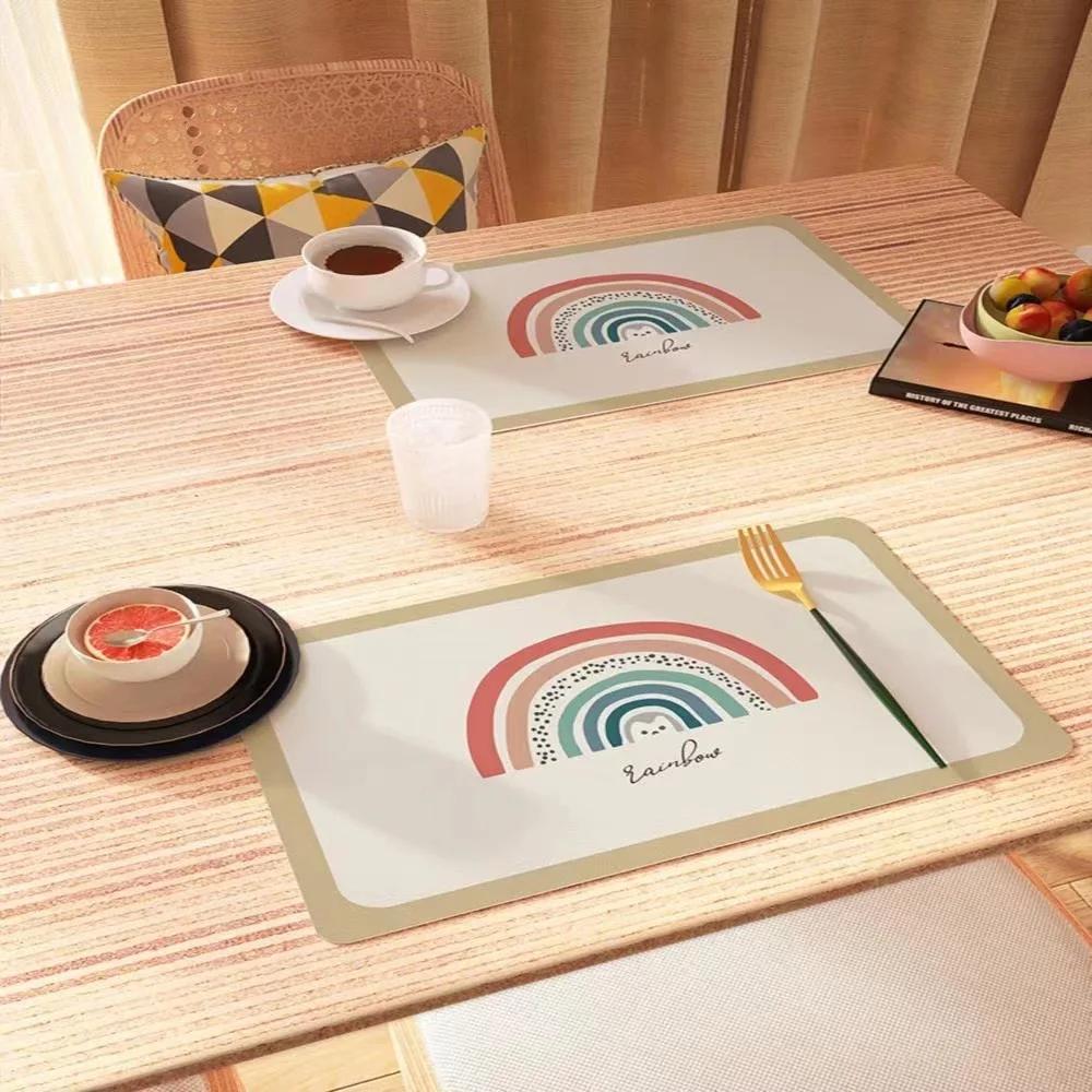 Modern Minimalist Silicone Leather Placemat Waterproof Oil-Resistant Heat-Resistant Easy Clean Luxury Table Mat Dining Kitchen