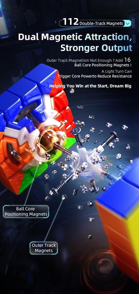 Bucubke MoYu AoSu V7 Double Track UV Magnetic 4x4 Magic Cube, AoSu V7 UV 112 Pieces Magnetic Puzzle 4x4x4 Double Track UV Magnetic Stickerless Speed