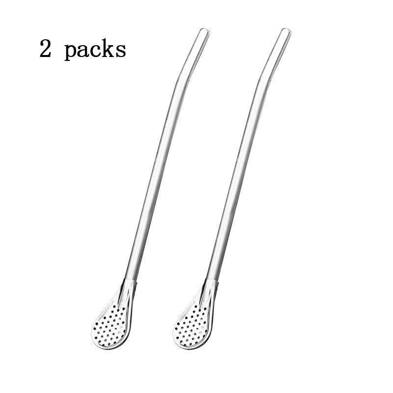 Straw Spoon Multi-purpose Stainless Steel Straw Spoon Cute Creative Coffee Stirring Spoon Juice Milk Tea Spoon