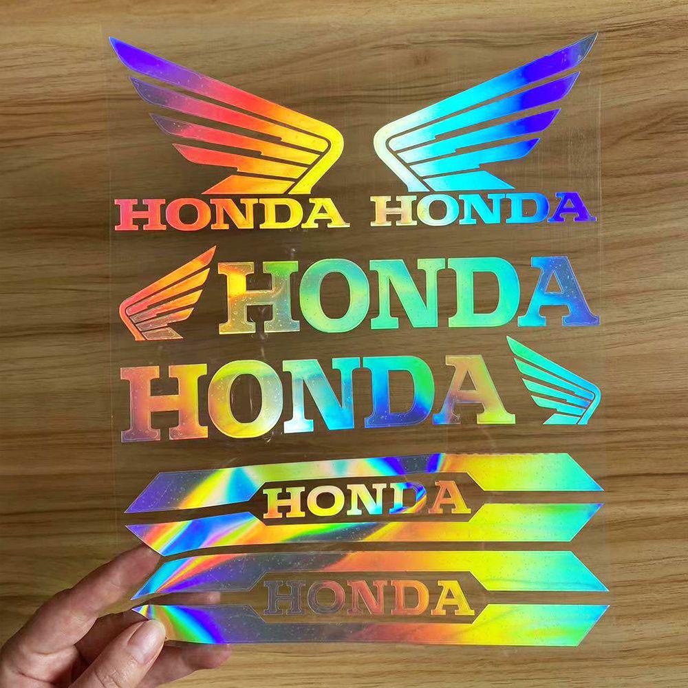 WRS2 Motorcycle Stickers for HONDA Car Logo Reflective Laser Stickers Racing Helmet Decals Tail Box Shock Absorber Decoration