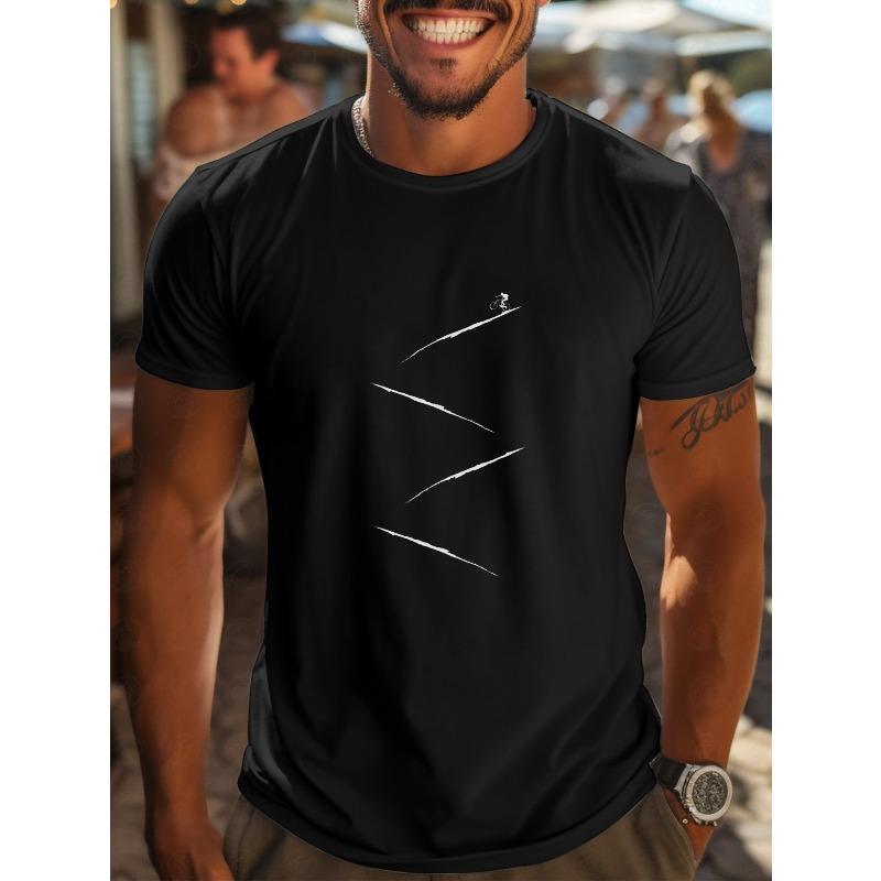 

Мужская дышащая футболка из 100% хлопка с графикой для езды на велосипеде, европейский размер - Повседневная, с коротким рукавом, для горного велосипеда, обычный крой, подходит для улицы S чёрный