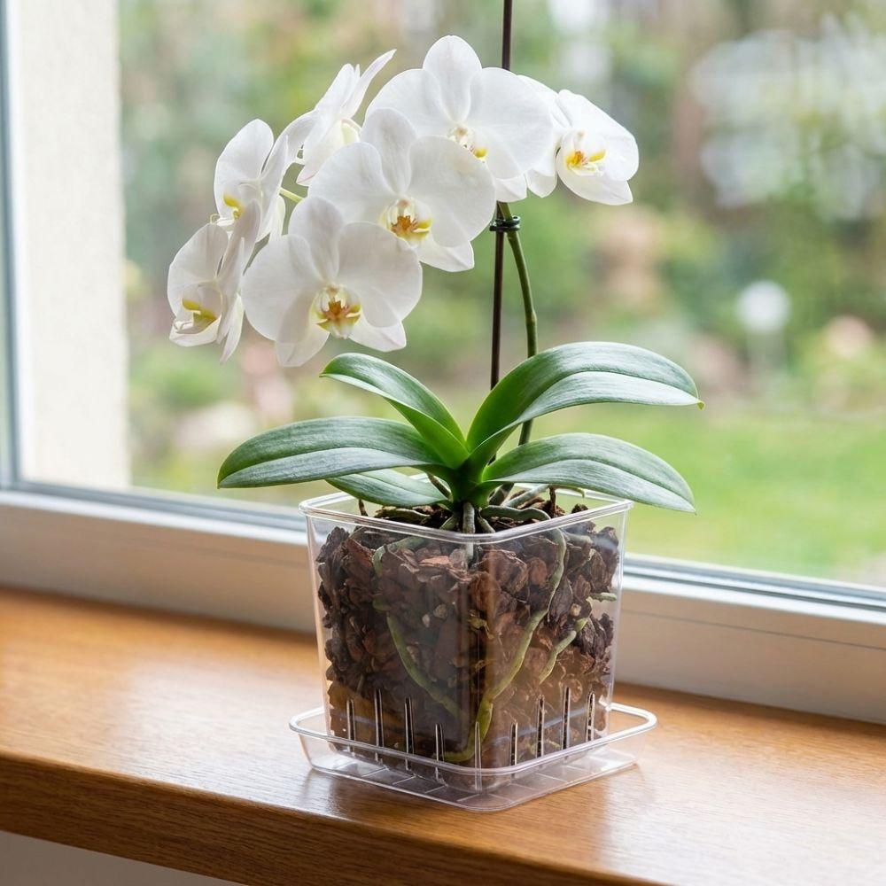 Square Clear Flower Pots Ventilated Drainage Holes Root Control Pot Breathable Seedling Cups with Trays Prevent Root Rot