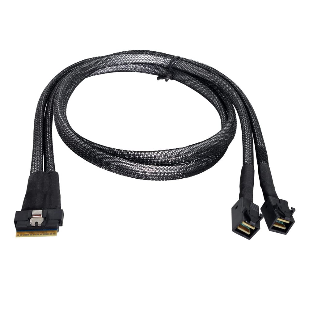 NFHK UltraPort Slimline SAS Slim 8i to Dual 4i Mini SAS HD Cable PCI-E 4.0 SFF-8654 74-pin SFF-8643 PCI-Express