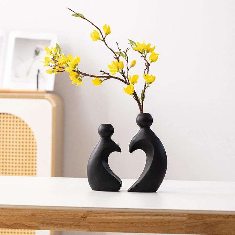 European Ceramic Love Shaped Vase, Creative Home Living Room Desktop Bedroom Decoration, Minimalist Flower Ware Vase Combination