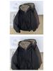 Unisex Reversible Hooded Cotton Jacket with Thick Velvet for Winter